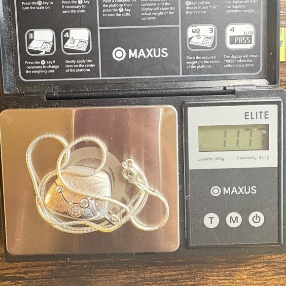 Sterling Silver 925 Freeform Scroll Design Pendant Necklace Size 17.5" Length - Picture 9 of 10